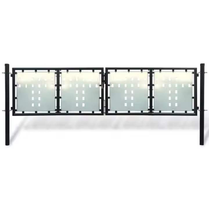 vidaXL Puerta de valla de jardín negra 300x150 cm - 1