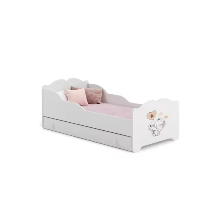 Cama de criança 140 x 70 com gaveta, colchão e estrado incluídos Kobi Anna Elephant - 1