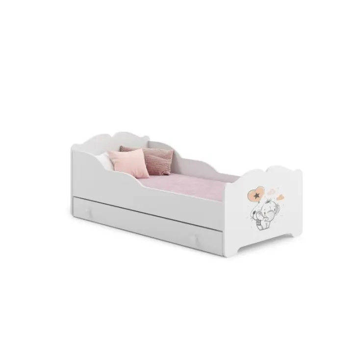 Cama de criança 140 x 70 com gaveta, colchão e estrado incluídos Kobi Anna Elephant - 1