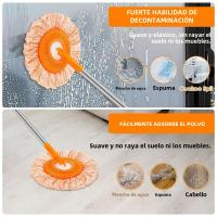 Mopa Redonda Rotativa De Girasol Para El Hogar Con Polo De Extensión Para Limpieza De Pared Y Techo Material De Microfibra - details 11
