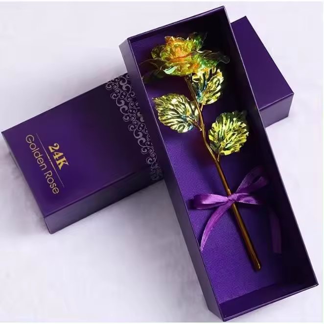 Oro sumergido Rosa 24K chapado en oro rojo rosa-eterno tallo largo Rosa real exquisito titular, regalo romántico para el día de San Valentín, mejor para su aniversario y Día de la madre (verde) - 1