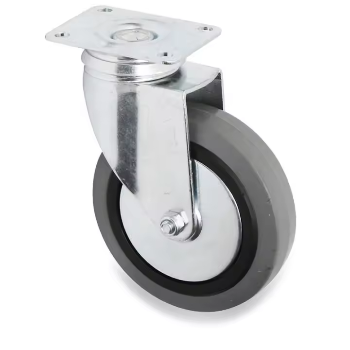 Rueda giratoria jade plus aro de goma ø100 plástico zincado placas antihilo y doble hilera de bolas. - 1