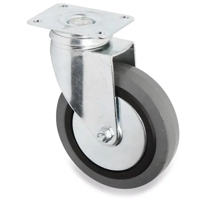 Rueda giratoria jade plus aro de goma ø100 plástico zincado placas antihilo y doble hilera de bolas. - 1
