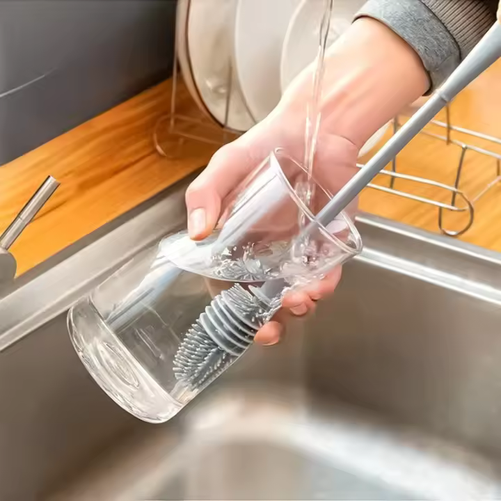 Cepillo De Silicona Para Vaso Limpiador De Rincones Muertos Sin Gaps Cepillo De Limpieza Para Botella De Leche Hogar - 1