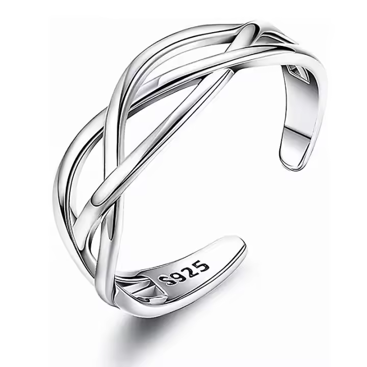 Anillo de Plata 925 para Mujer, Ajustable - 1