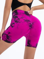 Shorts De Yoga Para Mujer Cintura Alta Sin Costuras Tie-Dye Elásticos Altos Transpirables Leggings De Gimnasio - details 13
