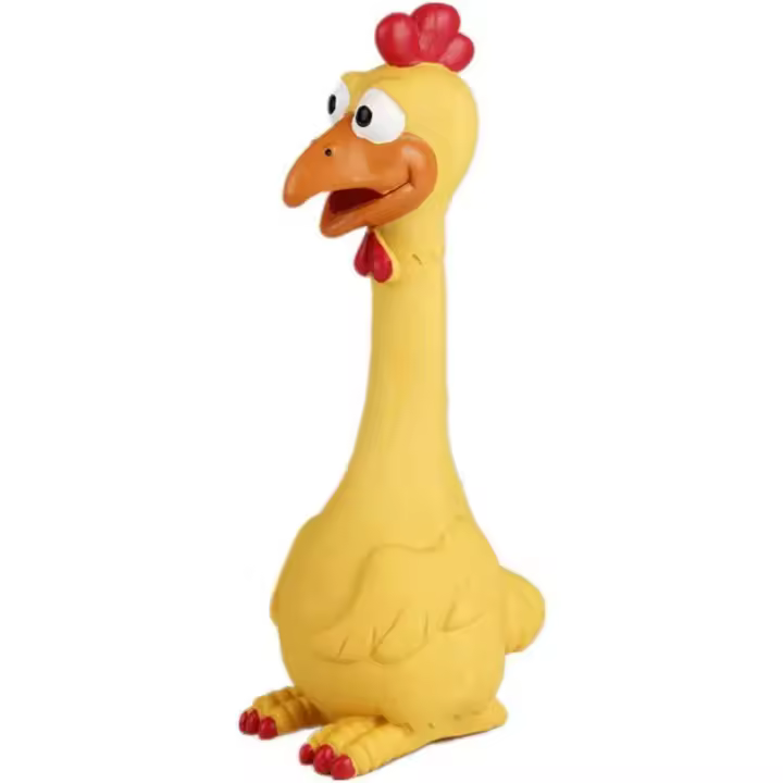 Juguete de goma con forma de pollo para perros con chirrido para razas pequeñas, medianas o grandes, para jugar y reducir la ansiedad por separación, color amarillo - 1