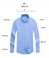 Camisa Oxford Para Hombre De Manga Larga Casual Rayada Gris Verde Azul Náutico Negocios Slim Botones Moda Tendencias - details 3