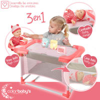 COLORBABY - Juguete 3 en 1 para muñecas: cuna, cambiador y trona con accesorios, ideal para muñecos de 32 cm, juego infantil multifuncional, para niños a partir de 3 años, incluye accesorios para el cuidado de muñecos, diseño práctico y educativo - details 1