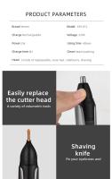 Trimmer De Barba Recargable 3 En 1 Para Hombres Micro Afeitadora Limpiador De Pelo De Nariz Y Orejas Set De Aseo Kemei KM-312 - details 0