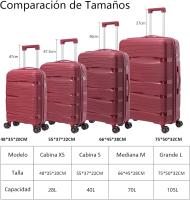 Artree | Maletas de viajes color Granate, Equipaje de Mano, Maleta de Cabina para avión ligera y Rígida varios tamaños - details 1