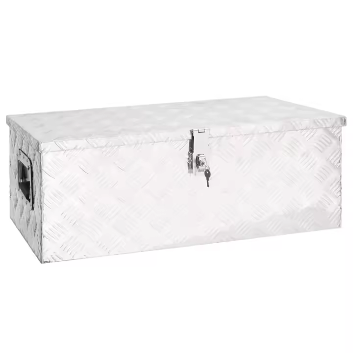 vidaXL Caja de Almacenaje de Aluminio Herramienta Vehículo Accesorio Color Negro,  Plateado, y mas - 1