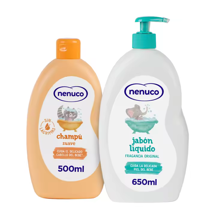 Nenuco Jabón Líquido 650 ml + Champú Suave 500 ml | Con Aloe Vera y Leche de Almendras | Sin Lágrimas | Dermatológicamente Testado - 1