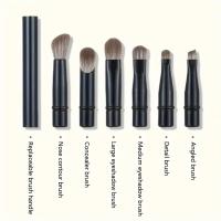 Set De 6 Mini Brochas De Maquillaje Portátiles Con Estuche Retráctiles Para Base Rubor Corrector Brochas De Maquillaje Compacto - details 3
