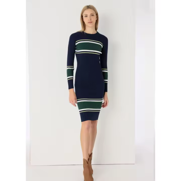 LOIS JEANS - Vestido midi de punto con franjas de color - 1