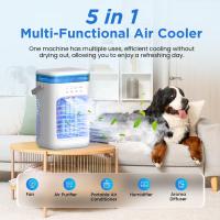 Aire Acondicionado Portatil Mini, 5 en 1 Enfriador de Aire Pequeño, Tanque de 1000m, 3 Velocidades, 2 Nebulización, 2-4H Cronometrado, 7 LED Ventilador Refrigerador para Dormitorio Oficina - details 1