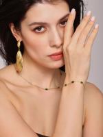 Medieval DE LA vitimia a Rayas pendientes colgantes de Concha Larga temperamento de moda de Maple de Titanium Chapado en oro de 18 Quilates pendientes de alta gama - details 1