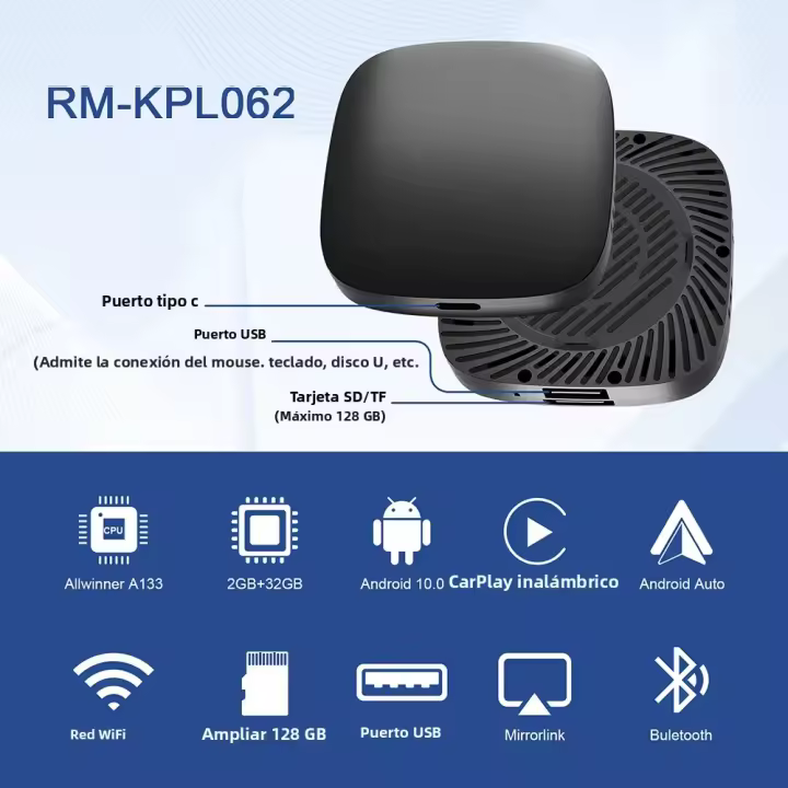 Smart TV Box Android 13 Con Wireless Android Auto Y CarPlay 2+32G Soporte Para Youtube Netflix Accesorios Inteligentes Para Coche - 1