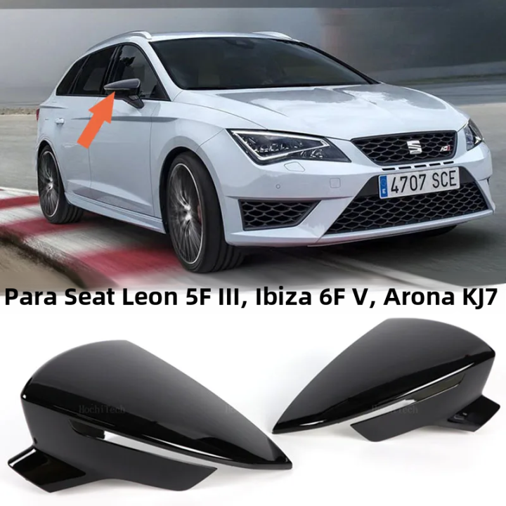 Cubierta Del Espejo Retrovisor Para Coche Negro Adecuado Para Seat Leon 5F MK3 ST Cupra 2013-2020 Ibiza MK5 Arona 2017-2018 Accesorios De Alta Calidad ABS
