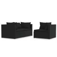 vidaXL Set de muebles de jardín 3 pzas y cojines ratán sintético Negro y crema, Marrón y crema, Gris y antracita Conjunto Terraza Muebles Jardín Exterior Juego de Muebles de jardín Mueble Jardín Exterior Muebles de Salon Exterior - details 4