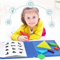 Libro De Puzzle Magnético De Tangram En Madera Juguete Educativo Para Niños Y Bebés Inteligencia Montessori Portátil Geométrico - details 1