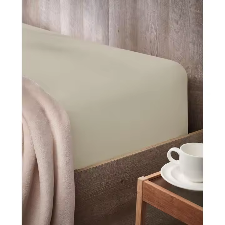 Sábana bajera ajustable 932 JERSEY, Color Beige, 100% Algodón Ecológico, Atenas - 1