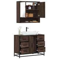 vidaXL Set de muebles baño 2 pzas madera contrachapada en color Roble ahumado/Roble Sonoma/Gris sonoma y más | almacenamiento funcional diseño moderno para baño dormitorio sala - details 3