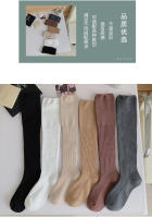Calcetines Largos De Piel De Rodilla Para Mujer Estilo Japonés Nuevos Para Otoño E Invierno Tejidos En Espandex Y Algodón Con Rayas Doble Agujero Para Calor - details 1