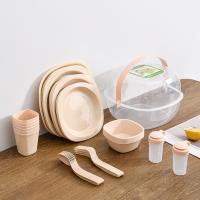 Juego de vajilla de plástico portátil de 36 piezas para picnic y Viajes, juegos de vajilla duraderos, de gran capacidad para acampar, juego de vajilla irrompible para Cocinar en camping - details 2