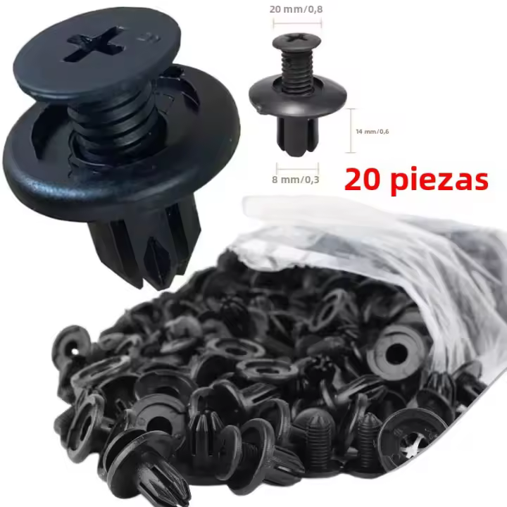 Clavos De Plástico Negros Para Coche 20/50/100/200 Piezas Universal Clips De Bumper Y Fender Adecuados Para Toyota Focus Kia Nissan Yamaha - 1
