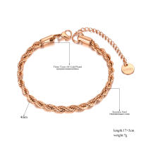 Pulsera De Acero Inoxidable Con Cadena De Enredado Para Hombres Y Mujeres Lokaer Estilo Hip Hop/Rock Plataforma De Fiesta Bangle B21138 - details 1