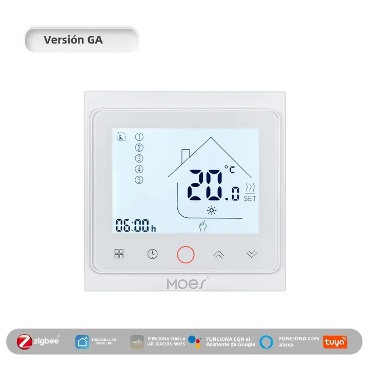 Termostato Inteligente MOES Tuya ZigBee Para Control De Temperatura De Habitación Compatible Con Alexa Y Google Home Para Calefacción De Suelo Y Calentadores De Gas - 1
