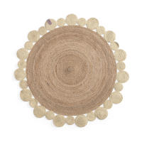 ALFOMBRA YUTE INFANTIL REDONDA NATURAL AMARILLO -  Linea Paralela - details 0