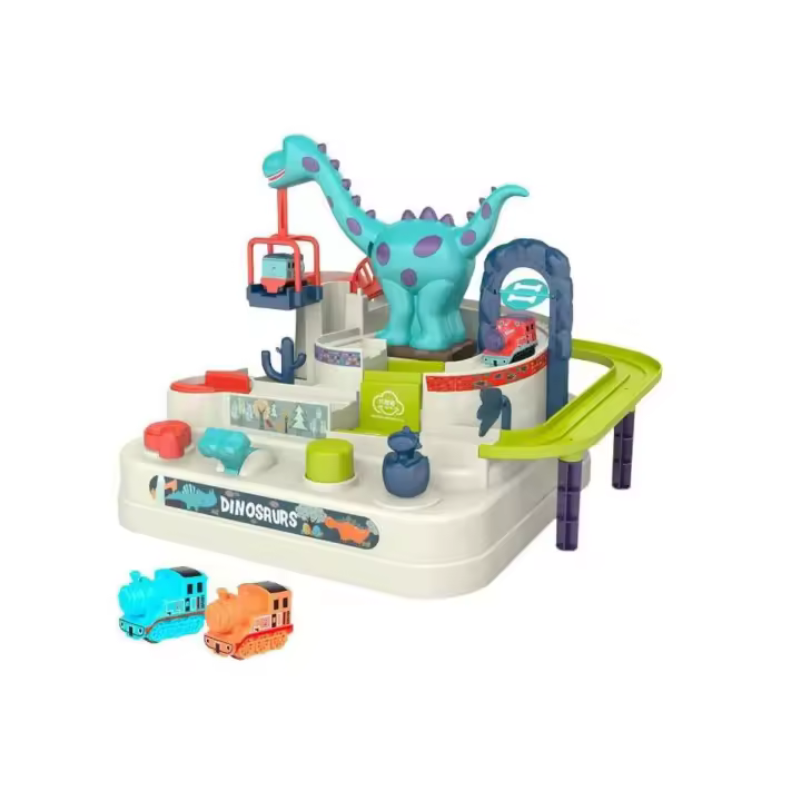 Juguetes Parking Dinosaurio, Coche de Juguete Adventure Track Juguetes para Niños y Niñas, Juegos Interactivos, Parque de Dinosaurio, Juego de coche de Vehículo Tren, Niños y Niños Pequeños - 1