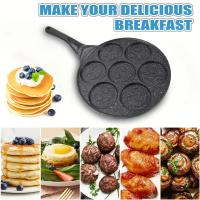Sartén antiadherente para panqueques para un desayuno perfecto, sartén antiadherente de dibujos animados de siete agujeros fácil de limpiar para el desayuno en casa, sartén para freír, sartén para hornear, sartén de artefacto - details 0