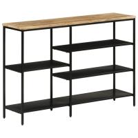 vidaXL Mesa consola madera maciza mango rugosa y hierro 110x30x75 cm Mesa de sofá Mesa de Entrada para Salón Consola de Entrada Mueble Recibidor Mesita Mesa auxiliar Salon - details 1