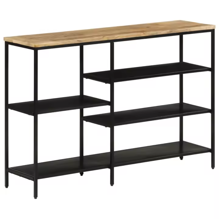 vidaXL Mesa consola madera maciza mango rugosa y hierro 110x30x75 cm Mesa de sofá Mesa de Entrada para Salón Consola de Entrada Mueble Recibidor Mesita Mesa auxiliar Salon - 1