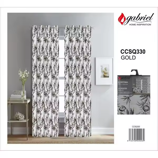 CORTINA SEMIOPACA CON ESTAMPADO DE 140X260CM CON 8 ANILLAS - 1