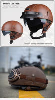 Casco De Motocicleta De Verano Para Hombres Y Mujeres Mitad De Cuero PU Estilo Retro Con Certificación DOT Para Motocross Y Bicicletas De Montaña - details 8