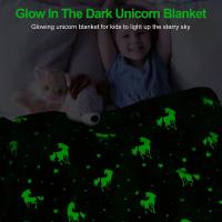 Manta De Ternura Luminosa Con Unicornio Y Dinosaurio Para Niñas Y Niños Manta De Punto De Poliéster/Celulosa Suave Y Cálida Con Diseño De Árbol De Navidad Que Brilla En La Oscuridad - details 0