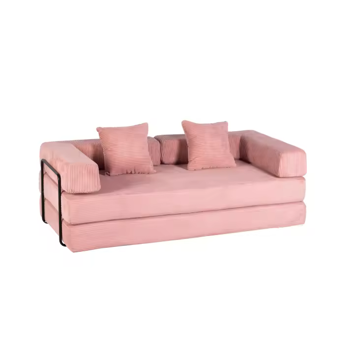 Sofá Cama Plegable de Pana, 2 en 1 Sillón Futon y Colchón, Relleno de Espuma, Sin Montaje, Ahorro de Espacio para Salón, Invitados - 1