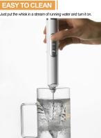 Espumador de leche eléctrico de mano con 2 cabezas, batidor de café mezclador de espuma con USB recargable 3 velocidades, batidora de espuma para latte (blanco) - details 3