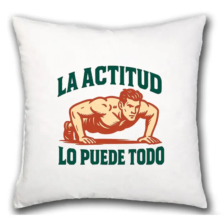 MERCHANDMANIA Cojín frase motivadora la actitud lo puede todo hogar comodo cussion - 1