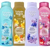 Pack de 4 geles de ducha tulipán negro: jazmín, sándalo, violeta y cereza. increíble aroma, hidratación para la piel, ideal para regalo. producto fabricado por briseis en españa pack de 4 geles de ducha tulipán negro - details 0
