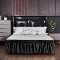 Falda de Cama Silky Lujoso Envoltura Alred de La Falda de Cama Ajuste suave Uniforme No desvanecimiento Volantes Elástico - details 1