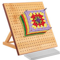 Tablero De Bloqueo De Crochet De Madera De Bambú Ajustable Reutilizable Para Grannysquare Tamaños 9.8/11.4 Pulgadas - details 8
