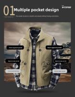 Chaleco Casual Para Hombre Con Cuello Erguido Y Multi-Moneda Cargo Hombro Adecuado Para Pesca Al Aire Libre Y Exterior Talla Grande - details 3