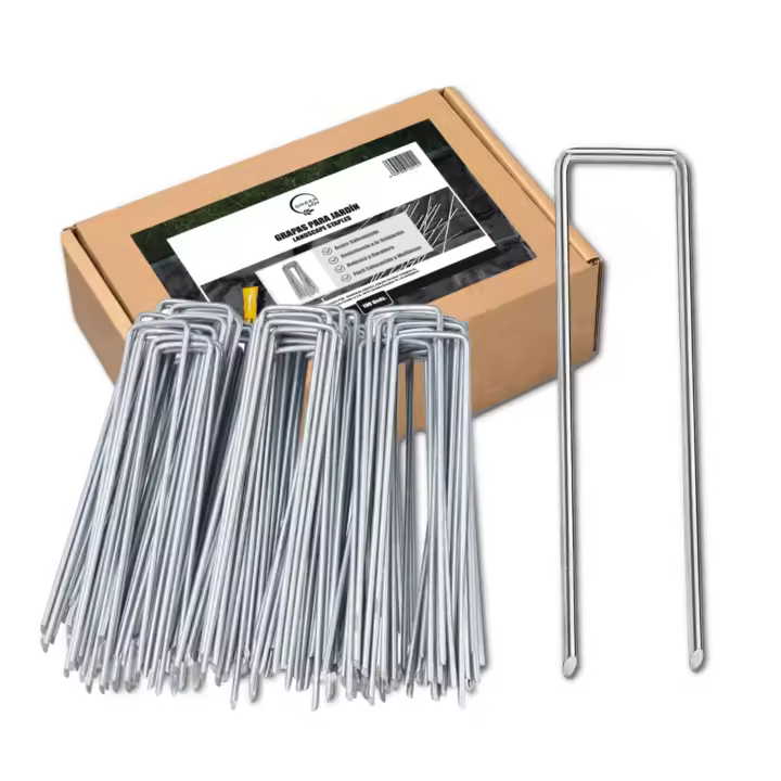 GREEN GOF Grapas para Malla Antihierba, Cesped Artificial y Jardin. Acero Galvanizado. Piquetas de Anclaje al Suelo. Ultra Resistentes y Anticorrosivas. - 1