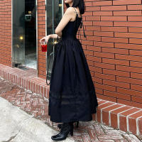 SUCHCUTE Vestido Largo Negro Para Mujer Estilo Coreano Gótico Vintage Sin Mangas Slim Ajustado Para Fiestas Clubwear Verano - details 13