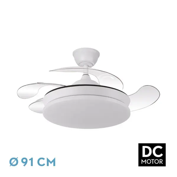 Ventilador dc trident mini 59w blanco 4 aspas desp. 91d 6980lm reg.intensidad remota+temporizador+memoria 3000-4000-6000k - 1